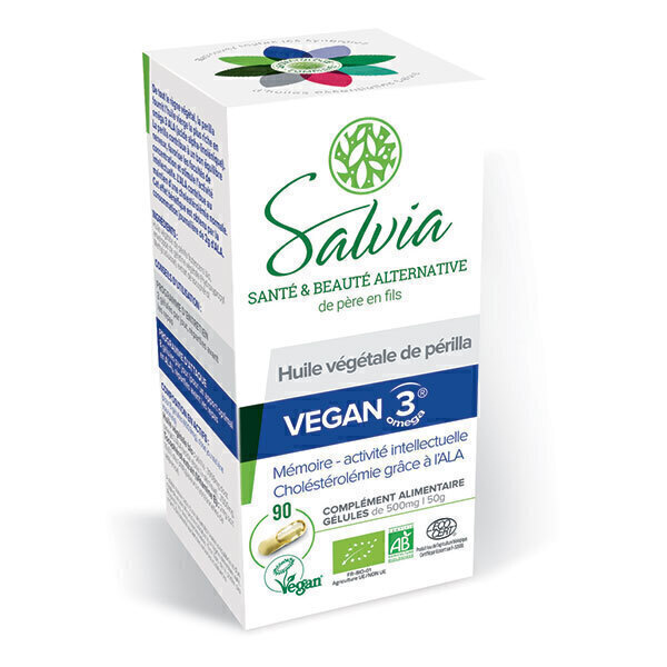 Salvia - Huile Végétale de Périlla Vegan 3 - Boîte de 90 gélules