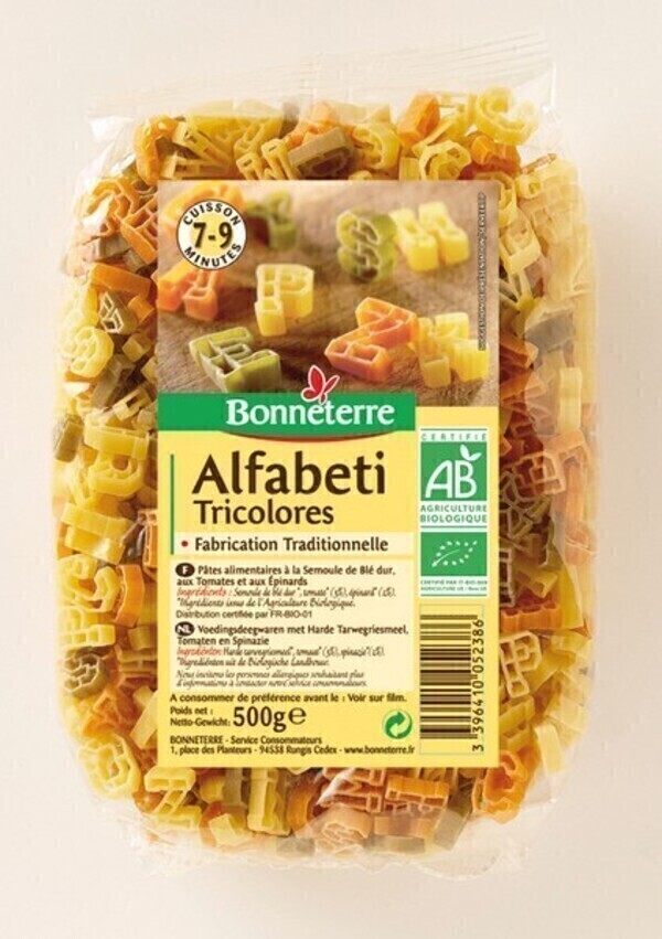 Bonneterre - Alphabets Tricolores - 500g Bonneterre - Alphabets Tricolores - 500g