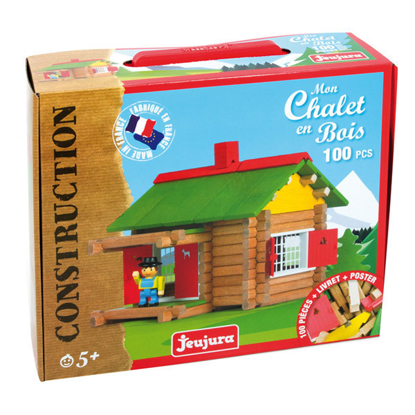 ☺ construction toy my jeujura wooden chalet 100 pieces complete 