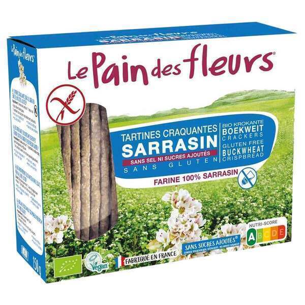 Le pain des fleurs - Lot de 6 paquets de tartine sarrasin sans sel ni sucres 150g