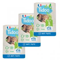 Tidoo - Pack 3x56 Couches T3 4-9kg Hypoallergéniques Nature