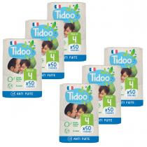 Tidoo - Pack 6x50 Couches T4 7-18kg Hypoallergéniques Nature