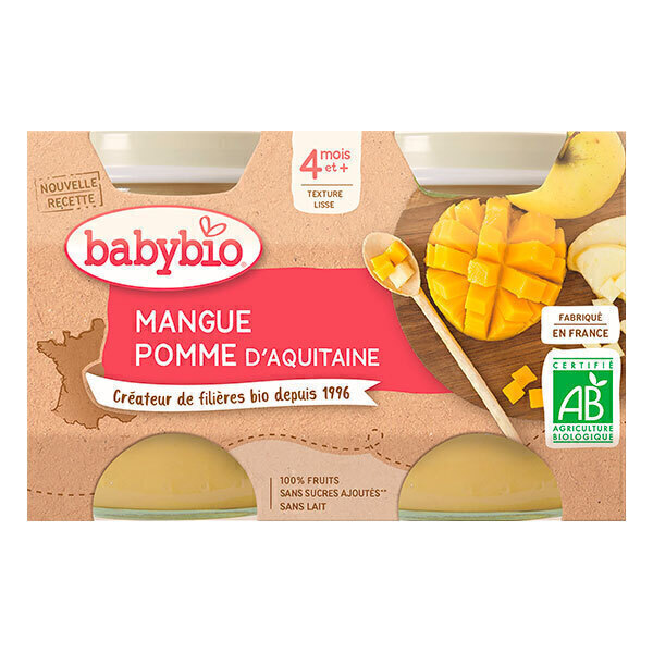 Babybio - Petits pots mangue et pomme d'Aquitaine - 2x130g Babybio - Petits pots mangue et pomme d'Aquitaine - 2x130g