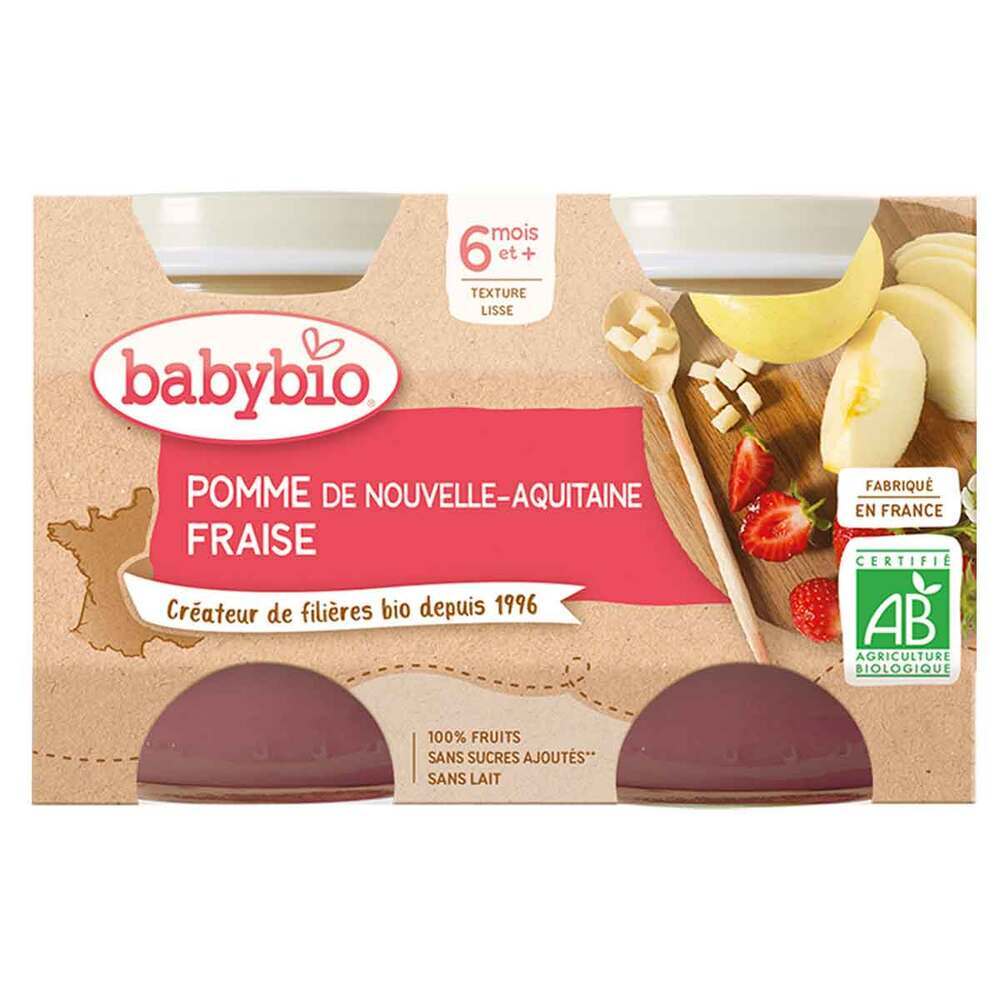 Babybio - Petits pots pomme fraise - 2x130g