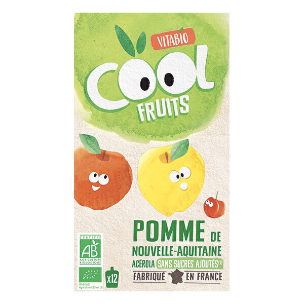 Vitabio - Cool fruits pomme acérola - gourdes de fruits- 12x90g