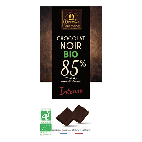 Moulin des Moines - Chocolat noir intense 85% de cacao bio - 100g