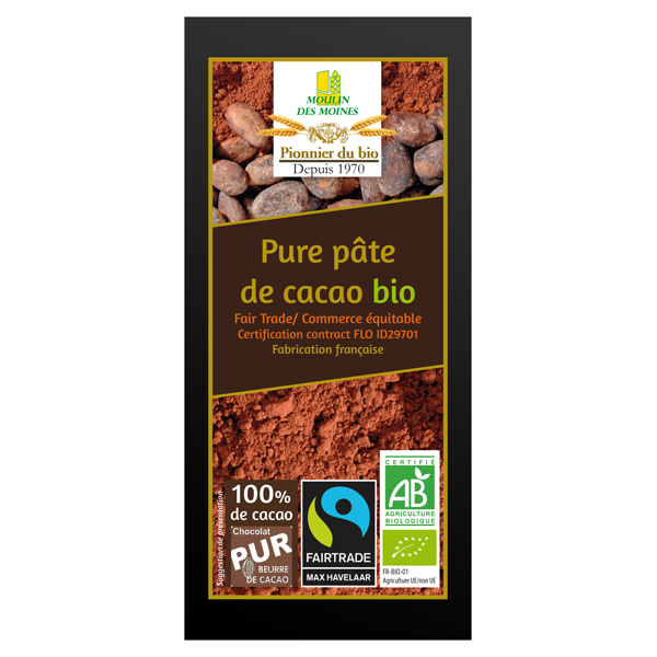 Moulin des Moines - Pure pâte de cacao bio - 100g
