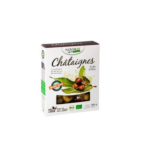 Inovfruit - Châtaignes cuites pelées sous vide bio 200g Inovfruit - Châtaignes cuites pelées sous vide bio 200g