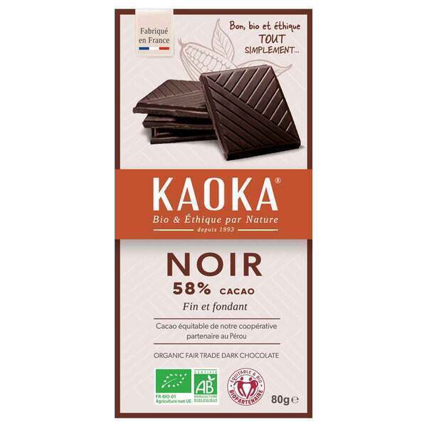 Kaoka - Tablette chocolat noir 58% simply Dark 80g