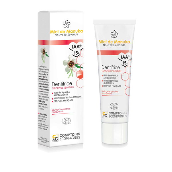 Comptoirs et Compagnies - Dentifrice gencives sensibles Miel de Manuka - 75ml Comptoirs et Compagnies - Dentifrice gencives sensibles Miel de Manuka - 75ml