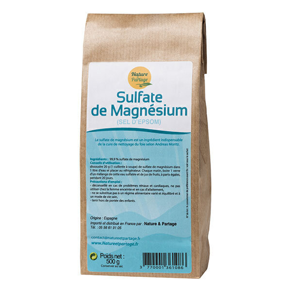 Nature & Partage - Sulfate de Magnésium ( Sel d'Epsom) - 500 g