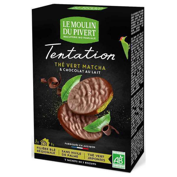 Le Moulin du Pivert - Biscuits Tentation Thé Vert Matcha 130g