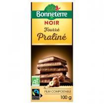 Bonneterre - Tablette chocolat Noir fourré praliné 100g