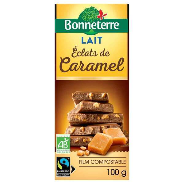 Bonneterre - Tablette chocolat lait éclats de caramel 100g