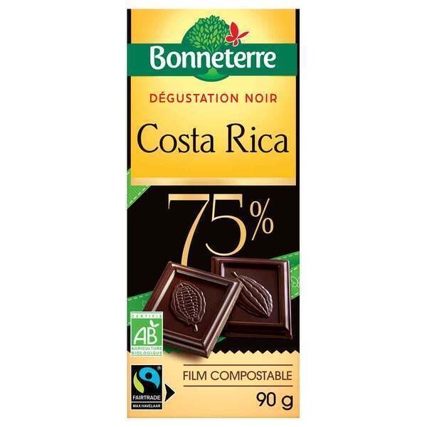 Bonneterre - Tablette chocolat Origine noir Costa Rica 75% 70g