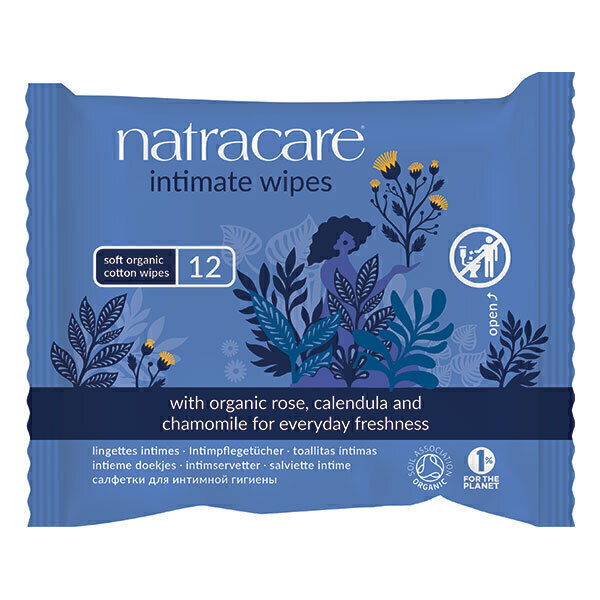 Natracare - 12 Lingettes intimes 100% Coton Bio
