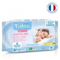 Tidoo - 58 Lingettes bébé bio compostables sans parfum