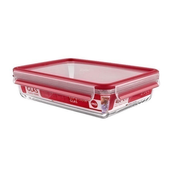 Emsa - Boîte alimentaire Clip-Close en verre rectangulaire 2L Emsa - Boîte alimentaire Clip-Close en verre rectangulaire 2L