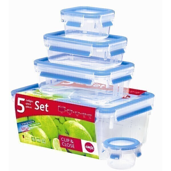 Emsa - Lot de 5 boites alimentaires Clip & Close Emsa - Lot de 5 boites alimentaires Clip & Close
