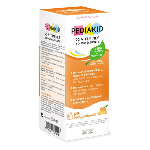 Pediakid - Sirop 22 vitamines et oligo-éléments goût orange abricot 250m