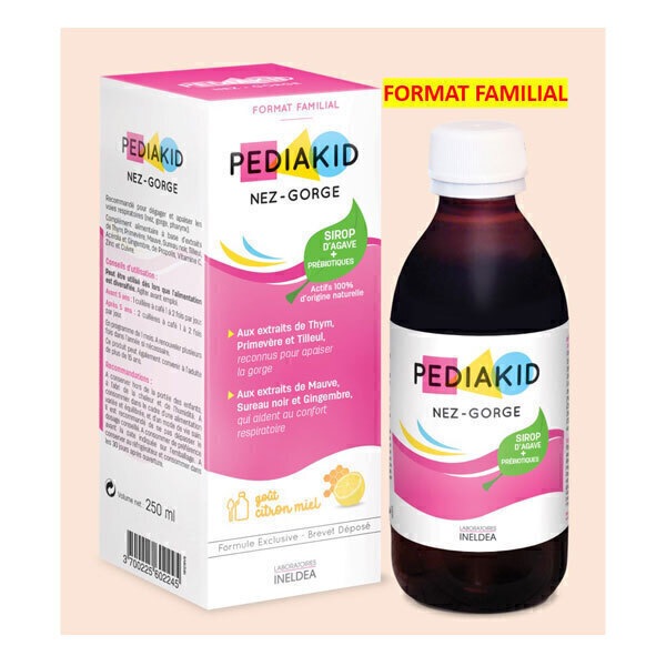 Pediakid - Sirop Nez et Gorge goût miel citron format Familial 250ml