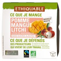Ethiquable - Purée pomme mangue litchi Bio 4x100g