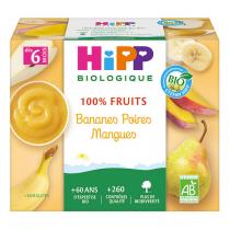 HiPP - Coupelle purée bananes poires mangues 4x100g 4-6mois