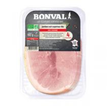 Bonval - Jambon cuit 4 tranches avec couenne 180gr