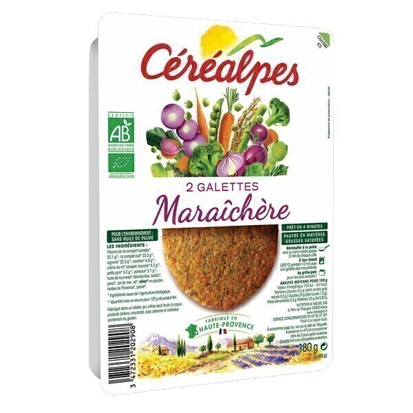 Céréalpes - 2 Galettes céréales maraîchères 180gr Céréalpes - 2 Galettes céréales maraîchères 180gr