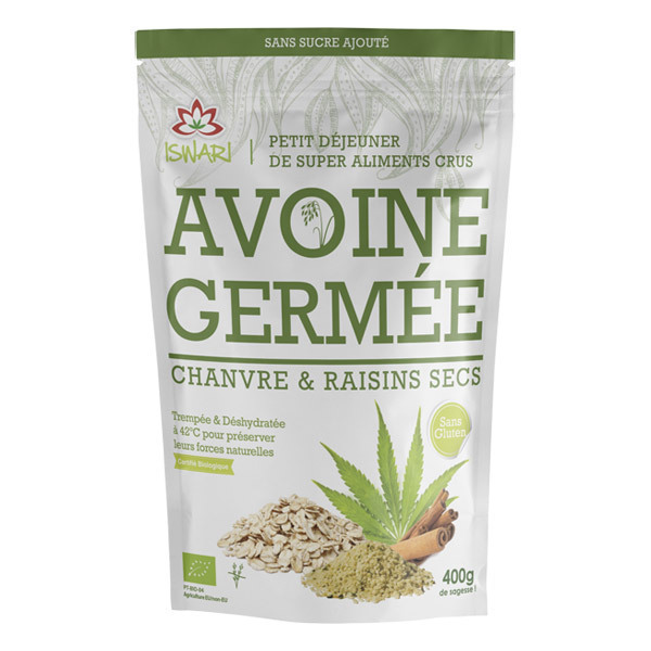 Iswari - Avoine Germée sans Gluten Plante Divine 400gr Iswari - Avoine Germée sans Gluten Plante Divine 400gr