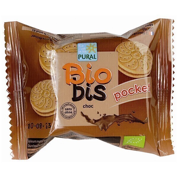 Pural - Biscuit fourré Biobis pocket chocolat 40g Pural - Biscuit fourré Biobis pocket chocolat 40g