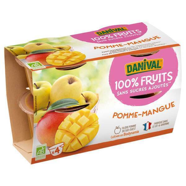 Danival - Purée Pommes mangues BIO 4 x 100g