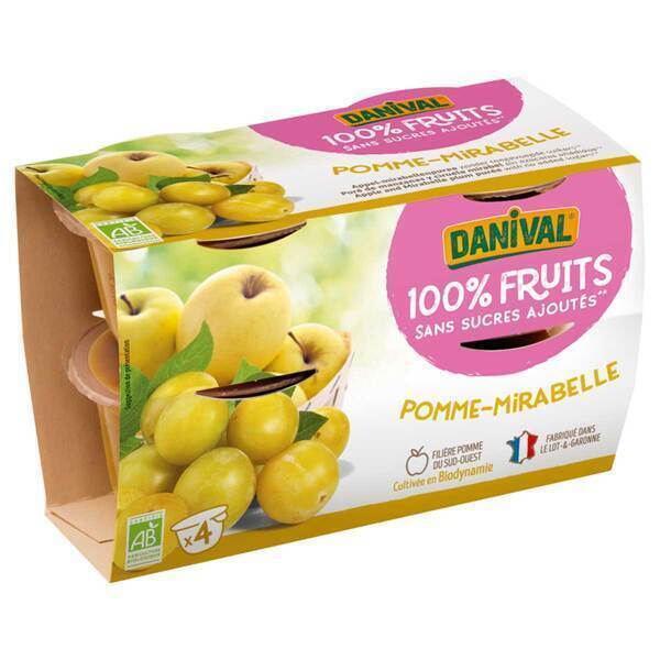 Danival - Purée Pommes-mirabelles BIO 4 x 100g
