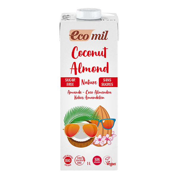 EcoMil - Boisson Coco amandes nature sans sucre Bio 1L