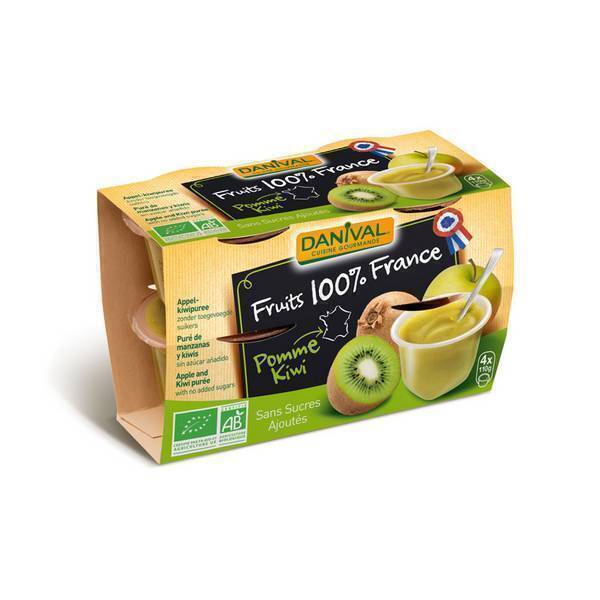 Danival - Purée Pommes-kiwi BIO 4 x 100g Danival - Purée Pommes-kiwi BIO 4 x 100g