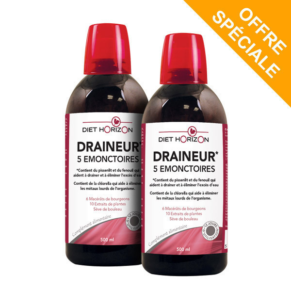 Draineur 5 Emonctoires Lot de 2 - 2 x 500mL Diet Horizon Draineur 5 Emonctoires Lot de 2 - 2 x 500mL Diet Horizon