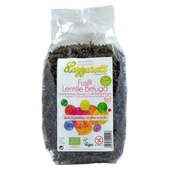 Lazzaretti - Fusilli Lentille Beluga bio 250g Lazzaretti - Fusilli Lentille Beluga bio 250g