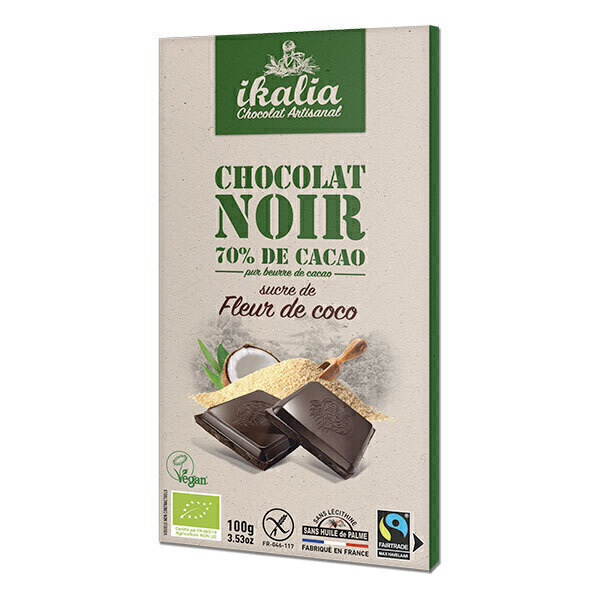 Ikalia - Tablette de chocolat noir au sucre de fleur de coco 100g