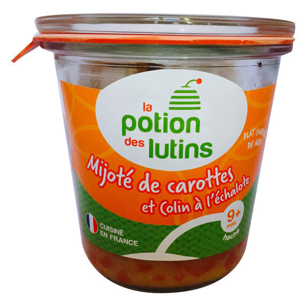 La Potion des Lutins - Mijoté de carotte Colin à l'échalote 9+ Bio 180g La Potion des Lutins - Mijoté de carotte Colin à l'échalote 9+ Bio 180g