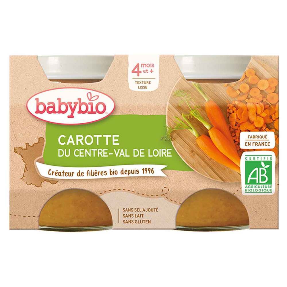 Babybio - Petit Pot Bébé Carotte dès 4mois 2 x 130g