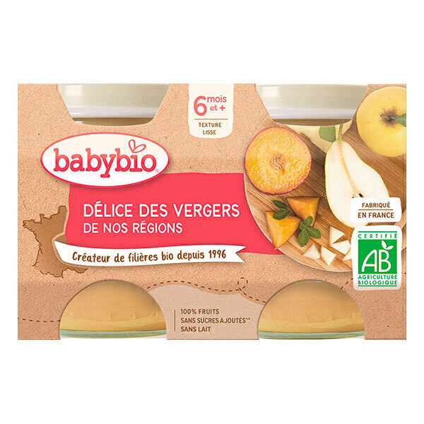 Babybio - Petits pots Délice des vergers de France 6 mois 2x130g