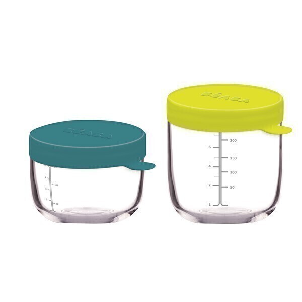 Beaba - Coffret 2 Portions verre 150ml blue - 250ml neon Beaba - Coffret 2 Portions verre 150ml blue - 250ml neon