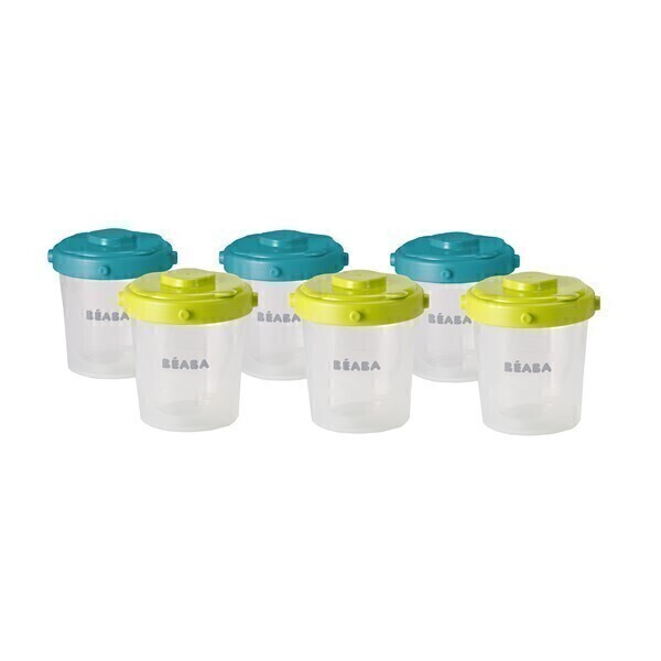 Beaba - Lot de 6 portions clip 2ème âge 200ml Bleu Neon Beaba - Lot de 6 portions clip 2ème âge 200ml Bleu Neon