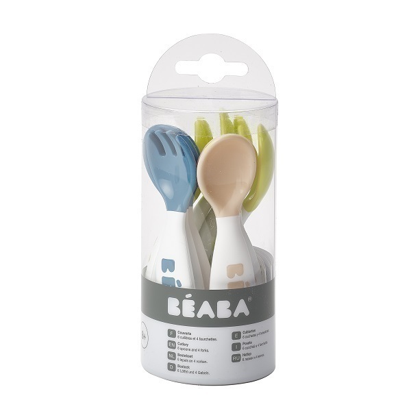 Beaba - Lot de 6 cuillères ergo + 4 fourchettes Bleu / neon Beaba - Lot de 6 cuillères ergo + 4 fourchettes Bleu / neon