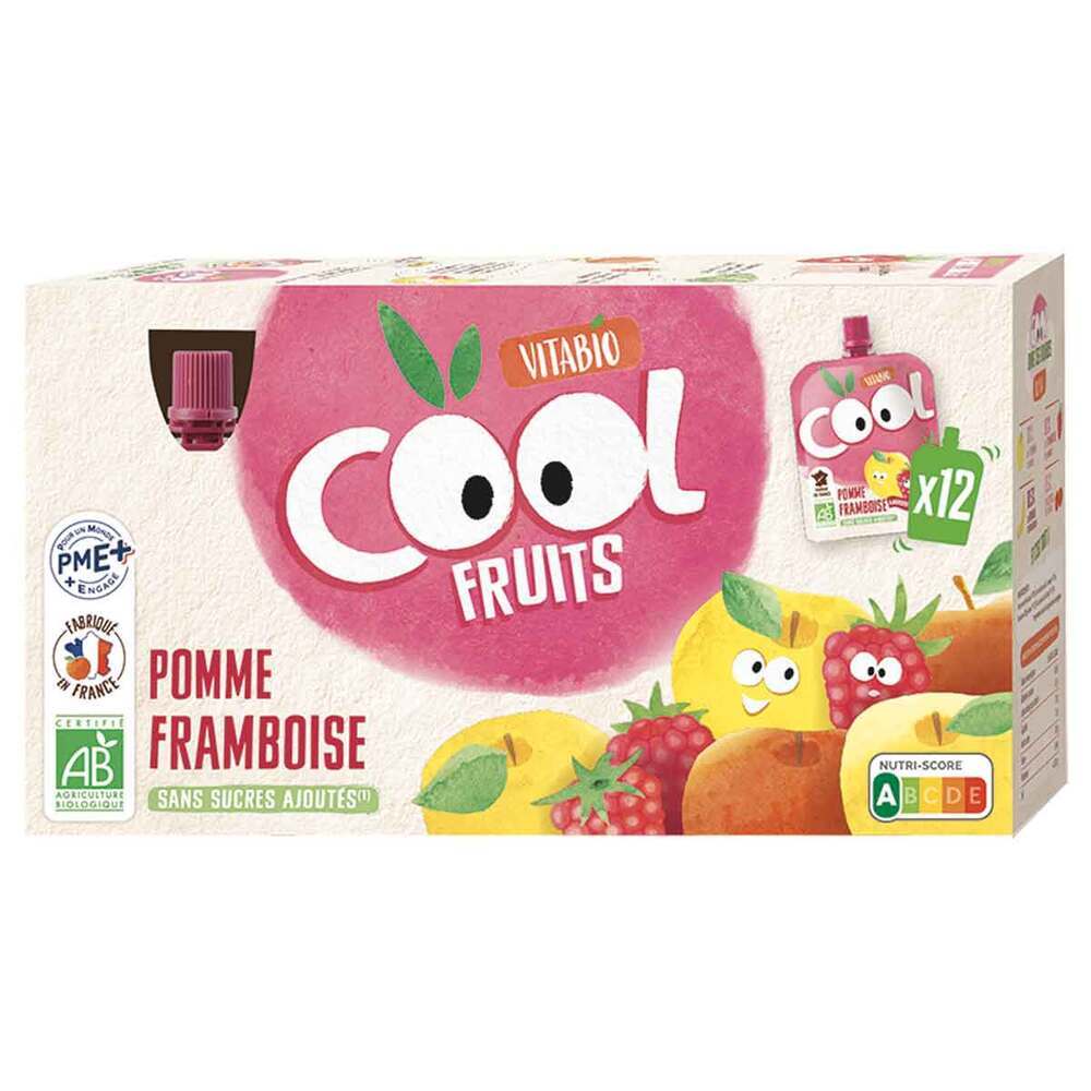 Vitabio - Cool Fruits Pomme Framboise - Gourdes de fruits - 12x90g