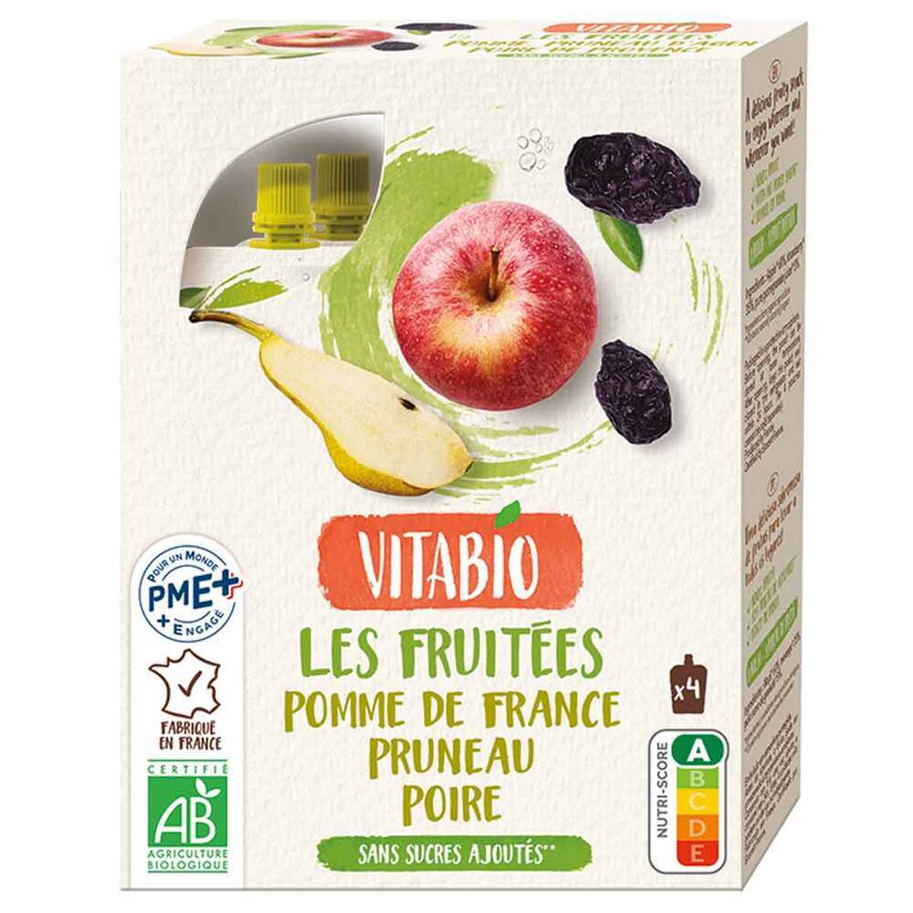 Vitabio - Gourde Fruits Pomme Pruneau Poire - 4x120g