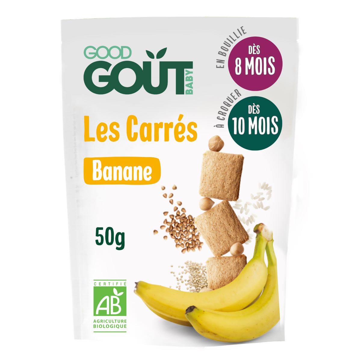 Good Gout - Biscuits carrés à la banane 50g - Dès 8 mois