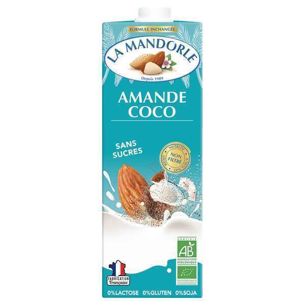 La Mandorle - Lait d'amande et coco sans sucres Calcium 1L