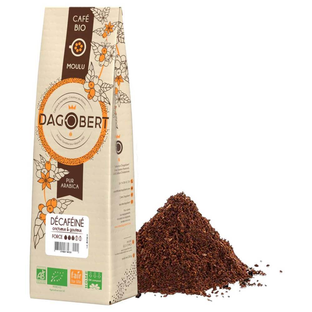 Les cafés Dagobert - Décaféiné Bio équitable moulu - 500g