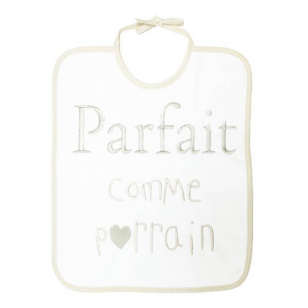 Babycalin - Bavoir brodé "Parfait comme parrain" 6 mois + Babycalin - Bavoir brodé "Parfait comme parrain" 6 mois +